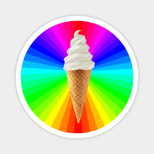 Rainbow Fluorescent Vanilla Ice Cream Cone Magnet